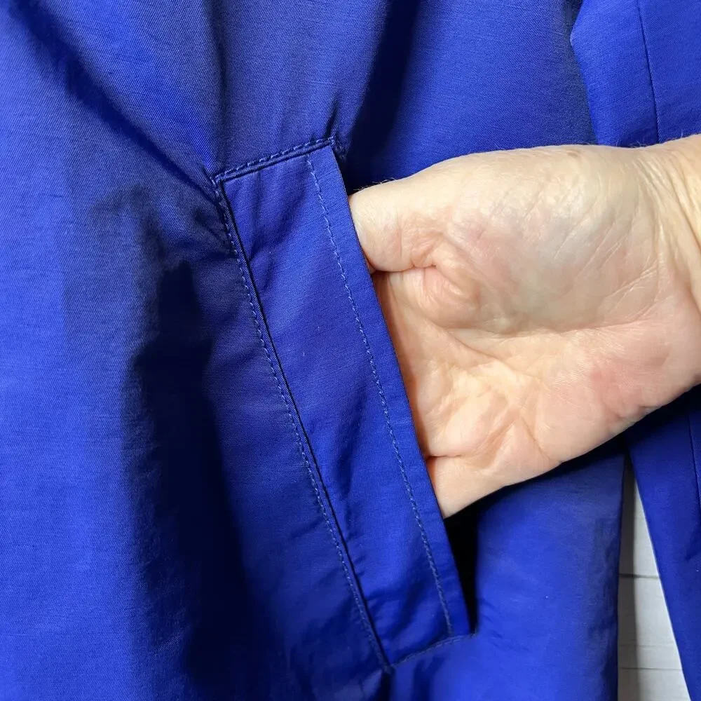 Eileen Fisher Coat Women Size Small Royal Blue A Line Button Down Trench - Picture 5 of 16